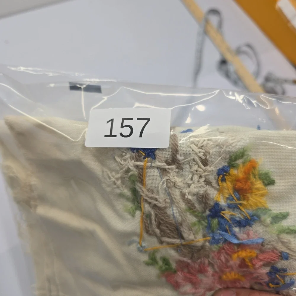 Vintage Dimensions Inc 1984 Floral‎ Wreath Crewel Embroidery Fabric Piece 1270